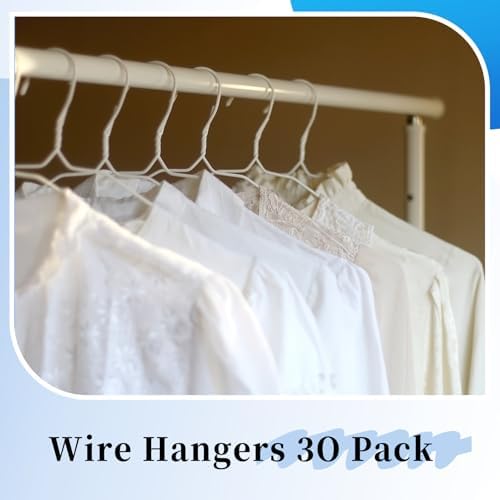 30 Pack Metal Wire Hangers Bulk 15.9 Inch 13 Gauge Dry Cleaner Hangers - Image 3