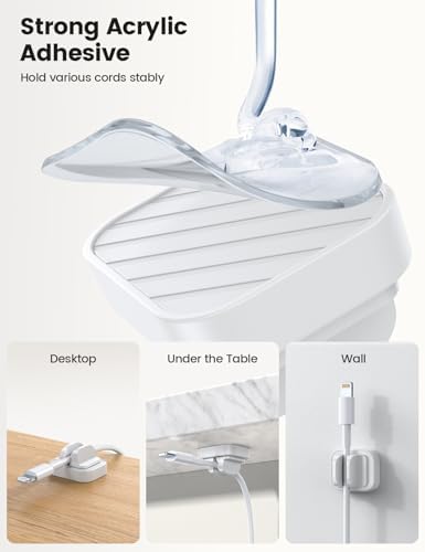 Lamicall 10 Pack [Spring Fixed] Cord Holder, Adjustable Desk Cable Clips - Image 3