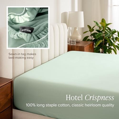 Bare Home 100% Organic Cotton Percale Fitted Sheet (Queen, Willow) - Image 6