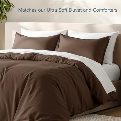 Bare Home Pillow Sham Covers 1800 Ultra-Soft Set of 2 (King, Cocoa) - Image 6