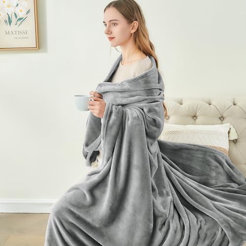 BEDELITE Fleece Blanket Soft Plush Throw for Couch Grey 50"x60" - Image 4