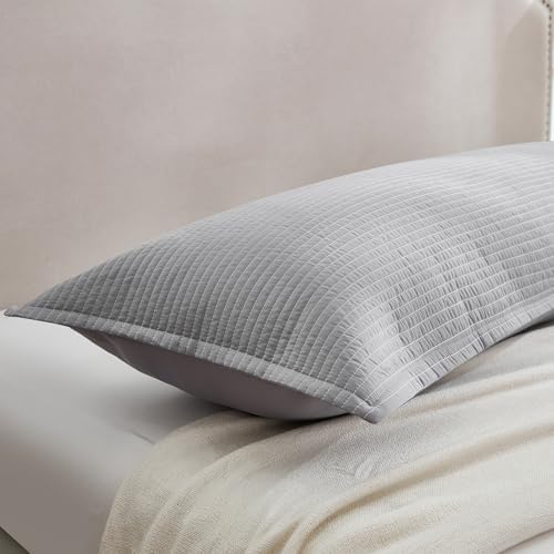 Quilted Body Pillow Cover, Striped Long Size 21"x54" Body Pillowcase 1PC Soft Breathable Long Pillow Cover for Pregnant Women Side Sleeper, Envelope Closure, Gray - Image 5