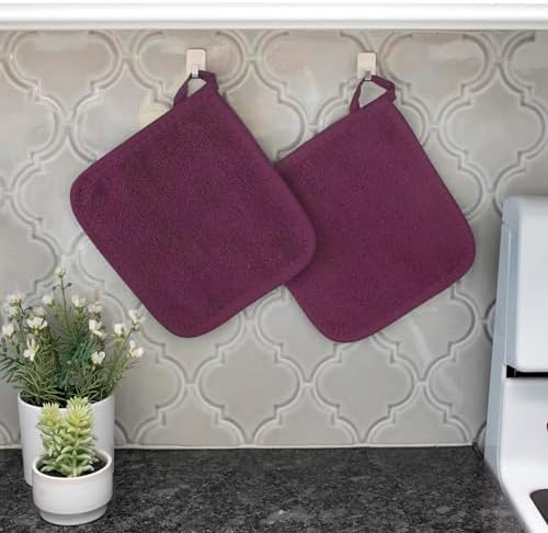 RITZ Terry Potholder & Hot Pad: Unparalleled Heat Resistant, Durable 100% Cotton – Ergonomically Designed for Optimal Grip – Easy-Care Machine Washable – 4-Pack, Beet - Image 5