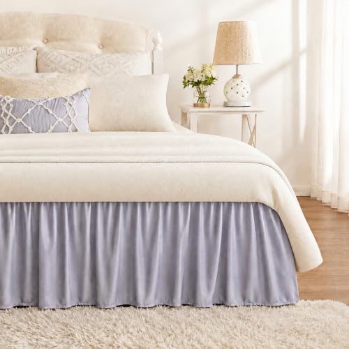 Lavender Purple Bed Skirt Queen 18" Drop, Elastic Wrap Around Bedskirt by RIMELABedSkirt