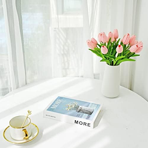 ONLY ART Artificial Light Pink Tulips 20 Pcs – 13.5 Inch PU Faux Flowers with Bendable Stems for Home Décor, Wedding Centerpieces, DIY Floral Arrangements, New Year and Valentine's Day - Image 4