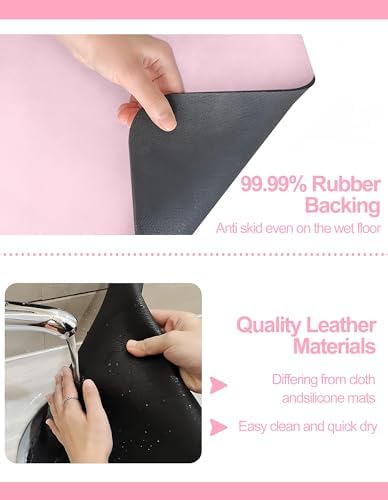 Dish Drying Mat for Kitchen Counter, Rubber Backed (Pink, 17" x 31.5") - Image 5