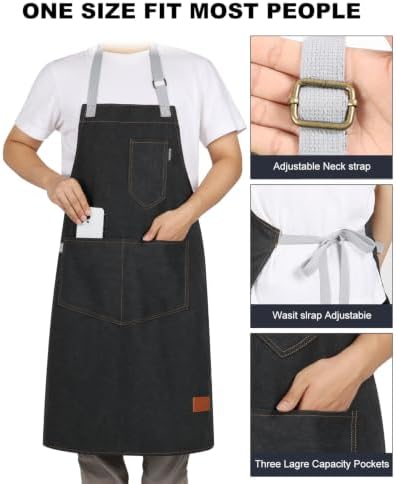 Chef Apron w/Pockets, Adjustable Strap for Cooking & Gardening - Image 2