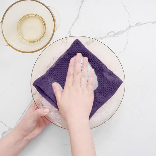 Homaxy 100% Cotton Waffle Weave Kitchen Dish Cloths 12-Pack, Eggplant - Image 4