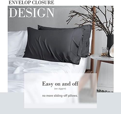 WishSmile Cooling King Pillowcases Set of 2 Breathable Cool Silky Soft Rayon Derived from Bamboo Fabric, Moisture Wicking for Hot Sleepers, Hair and Skin Friendly, Black, 2 Pack, 20x36IN - Image 3