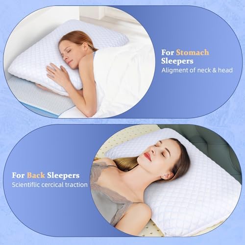 SofGlowly Ultra Thin Flat Pillows for Sleeping, Cooling Memory Foam Pillow 2.75 inch Height Ultra Thin Pillow,Slim Bed Pillows for Stomach Back Sleeper,Standard Size -16x25 Inch - Image 5