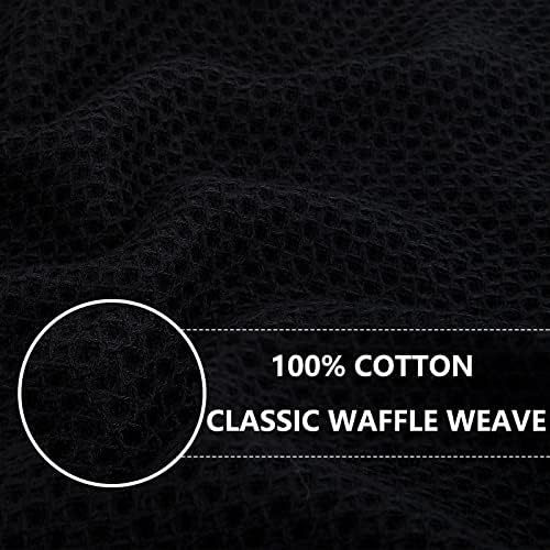 Homaxy 100% Cotton Waffle Weave Kitchen Dish Towels 6-Pack, Black - Image 2