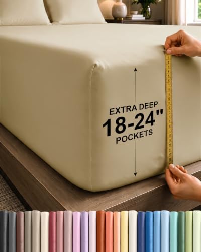 CGK Extra Deep Twin Single Fitted Sheet Only - Beige by CGKUnlimited