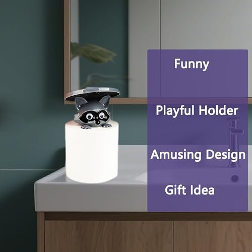 Raccoon Toilet Paper Holder ，Funny Toilet Paper Holder Stand Bathroom Decoration，Unique Animal Paper Holder，Sheep Toilet Roll Holder(Grey) - Image 3
