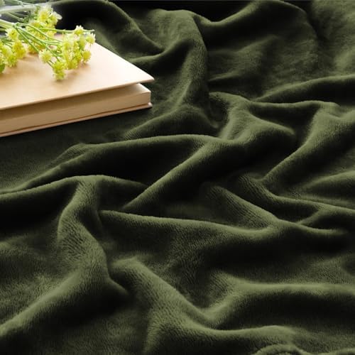BEDELITE Fleece Blanket Soft Plush Throw for Couch Olive Green 50"x60" - Image 4