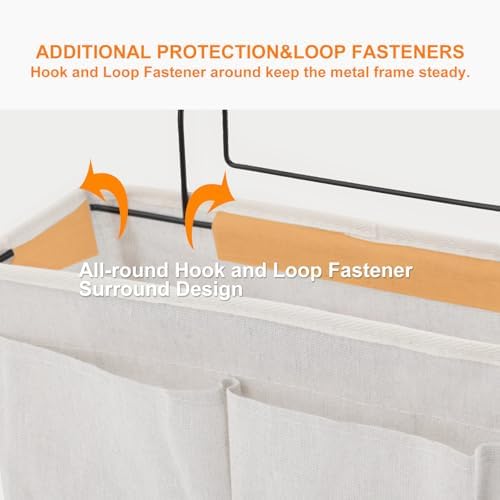 Surblue Bedside Caddy Bedside Storage Bag Hanging Organizer for Bunk, Hospital Beds, Dorm Rooms Bed Rails Camp 4 Pockets and 2 Hooks (White) - Image 4
