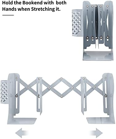 MSDADA Adjustable Bookends, Metal Book Ends for Heavy Books, Expandable Book Organizer with Pen Holder for Desk, Shelf, Office, The First Day of School Stationery Gift for Students,Teachers (White) - Image 6