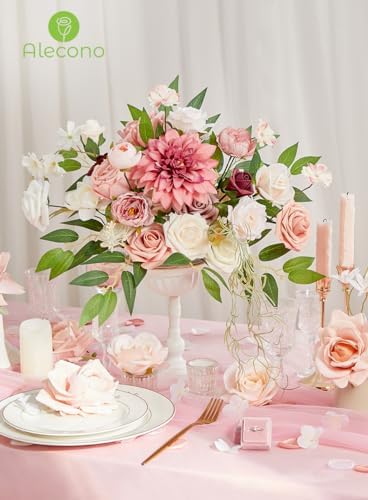 Alecono Pink Artificial Flowers Set for DIY Wedding Centerpieces - Image 4
