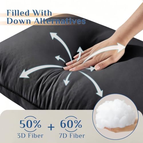 JOLLYVOGUE Black Pillows Standard Size Set of 4, Washable Supportive Firm Full Size Bed Pillows with Oeko-Tex Certified Down Alternative Fill, Luxury Hotel Quality for Side, Back and Stomach Sleepers - Image 3