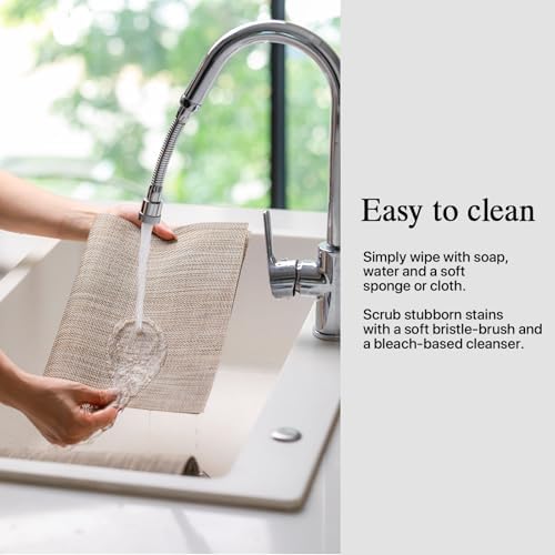 Placemats Set of 6 - Easy Clean Woven Vinyl Placemats for Dining Table, Indoor/Outdoor Place Mats, Washable PVC Table Mats（Cappuccino） - Image 4
