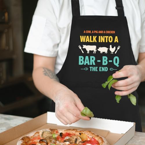 Funny Aprons for Men with Pockets, Mens Apron for Cooking Grilling BBQ, Dad Gifts for Husband Birthday Fathers Day - Image 2