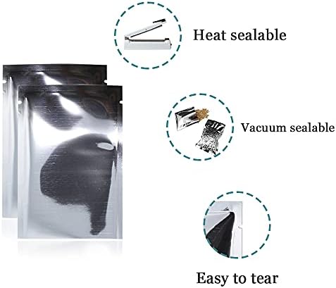 PABCK 500 Pack Silver Foil Pouch Open Top Heat Seal Mylar Bags 2.4x3.5 inch - Image 2