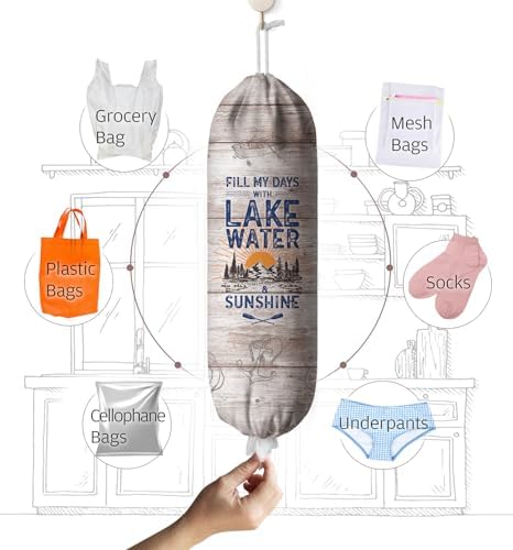 Plastic Bag Holder-Lake Life Themed Grocery Bag Organizer Storage-Lake House Decor &Gifts - Image 2