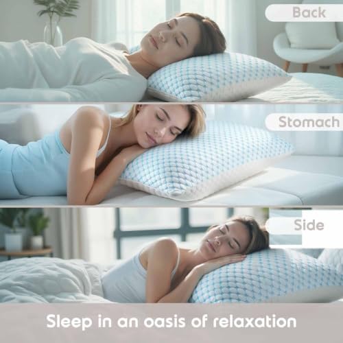 Nestl Cooling Pillow for Sleeping 2 Pack, Luxury Shredded Memory Foam Pillows Standard Size Set of 2, Adjustable Cold Gel Pillows for Hot Sleepers Supportive Cool Pillow for Side Back Stomach Sleepers - Image 4