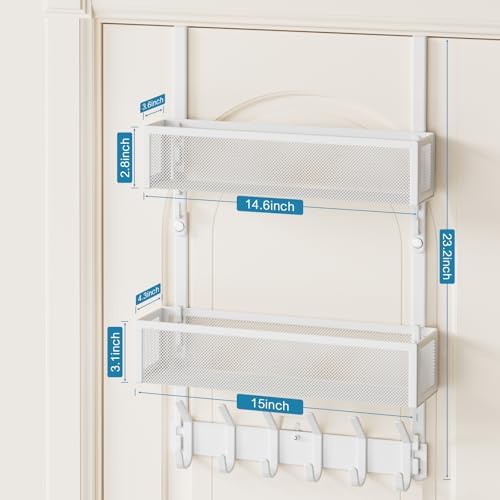 Over the Door Hooks Organizer,Door Hanger Fits Doors 1 3/4" White - Image 6
