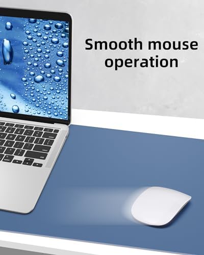 AFIING Leather Desk Pad Protector,Mouse Pad,Office Desk Mat, Non-Slip PU Leather Desk Blotter,Large Desk mat,Waterproof Keyboard mat for Office/Home/Decor (Grey Blue,55"" x 17"") - Image 6