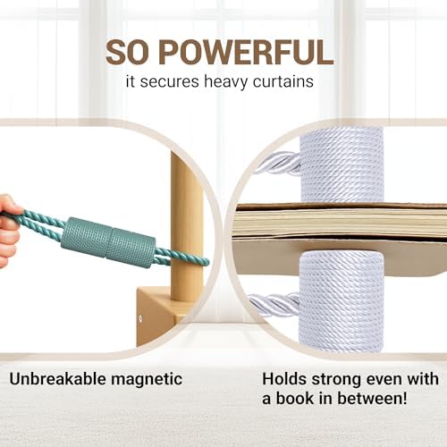 Hion Magnetic Curtain Tiebacks Gray Blue 2pcs, Curtain Tiebacks Buckles Holdbacks Holders Hooks Clip for Home Bedroom Office Decorative Curtain - Image 5