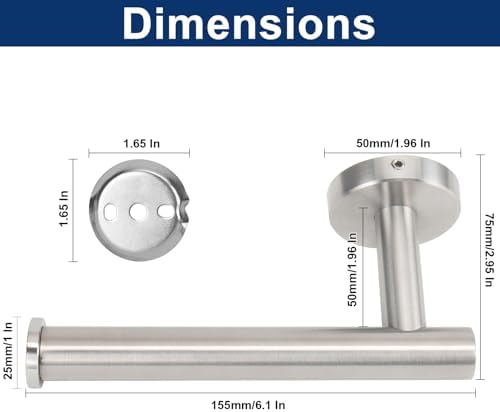 NearMoon Bathroom Toilet Paper Holder, Premium SUS304 Stainless Steel Rustproof Wall Mounted Toilet Roll Holder for Bathroom, Kitchen (2 Pack, Brushed Nickel) - Image 5