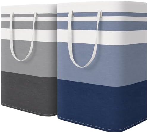 HomeHacks 2 Pack Laundry Baskets, Laundry Hampers Bags (Grey+Blue 75L) by HomeHacks