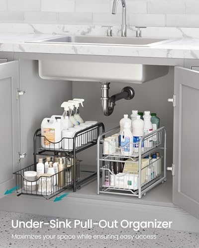 SONGMICS 2-Tier Pull Out Cabinet Organizers, Under Sink Organizer, Bathroom - Image 3