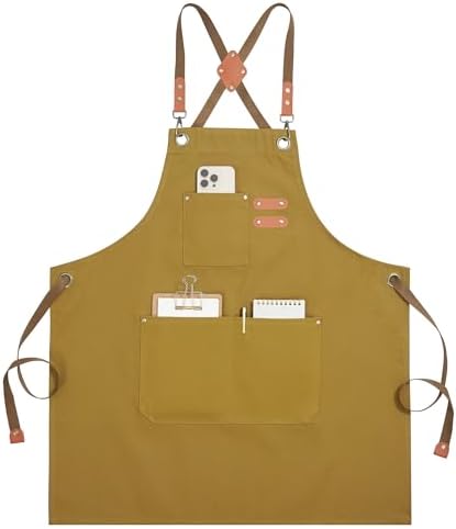 Syntus Chef Apron for Men Women with Pockets, Thick Grilling BBQ Apron by Syntus