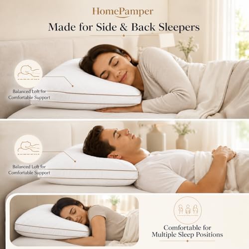 Pillows Standard Size Set of 2, Bed Pillows for Sleeping with 100% Cotton Shell, Soft Supportive 3D Down Alternative Hotel Pillows, Gusseted Pillow Set for Side Back Stomach Sleepers, White - Image 4