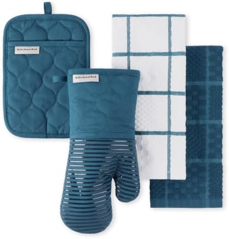 KitchenAid Quilted Cotton Oven Mitt, Pot Holder & Towel Set, Agave by Unknown