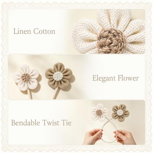 VIS'V Curtain Tiebacks, Boho Curtain Holdbacks, Cream and Khaki, 4 Pcs - Image 3