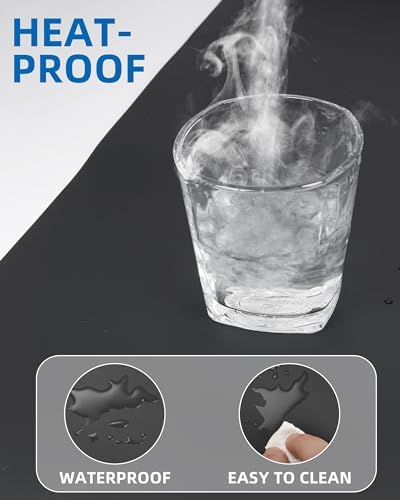 Non-Slip Desk Pad,Mouse Pad,Waterproof PU Leather Desk Protector,Ultra Thin Large Desk Blotter,Waterproof Keyboard mat for Office/Home/Decor(Black 23.6" x 13") - Image 3
