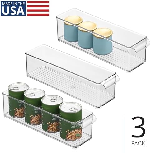 iDesign Stackable Fridge Storage Bin with Handle, Set of 3, Clear - Image 2