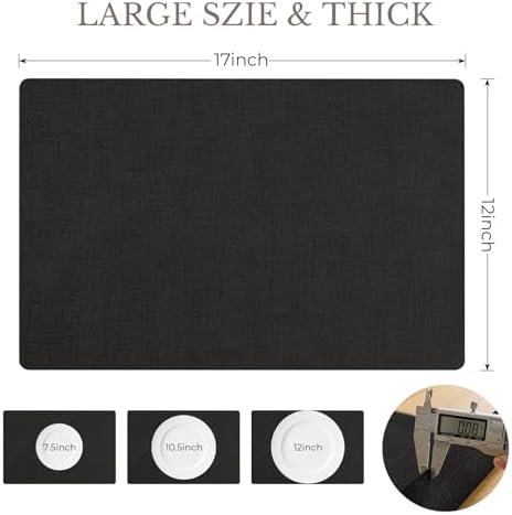 Romanstile Faux Leather Vinyl Placemats Set of 4, Black - Image 6