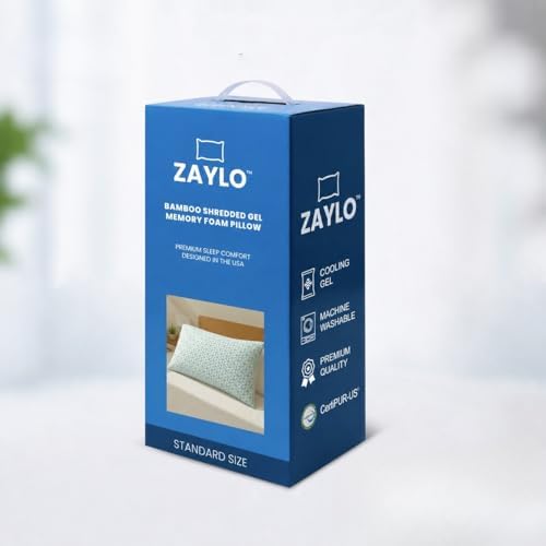 ZAYLO Cooling Bamboo Shredded Gel Memory Foam Pillow, CertiPUR-US Certified, Adjustable Height & Firmness, Bed Pillow for Side, Back & Stomach Sleepers, Standard Size - Image 5