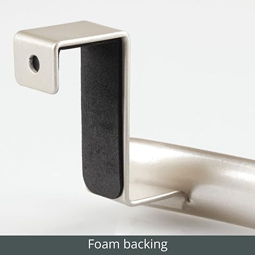 mDesign Steel Over Door Curved Towel Bar Storage, Hanger for Cabinet or Cupboard, Holder Rack for Kitchen, Bathroom - Holds Hand/Dish Towels, Washcloths - Spira Collection - 2 Pack - Satin - Image 6
