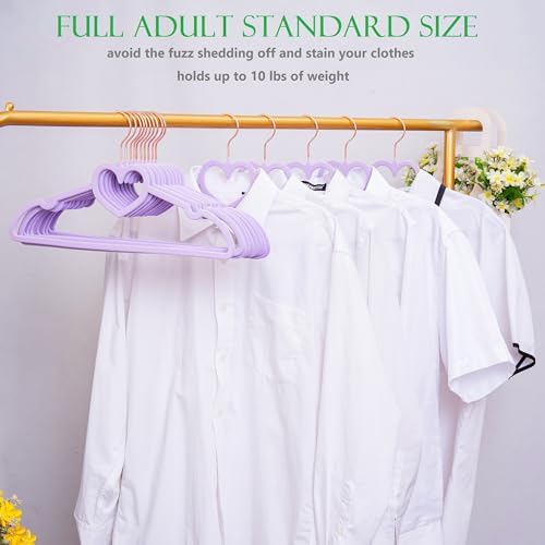 Velvet Hangers 20 Pack,16 Inch Non Slip Heart Hanger (Light Purple) - Image 4