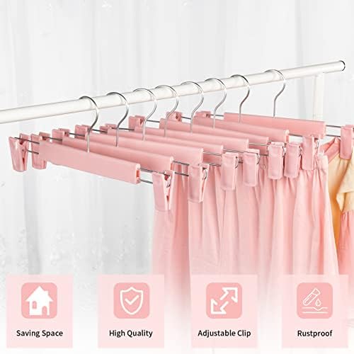 Pants Hangers with Clips, Skirt Hangers, 10 Pack, Pink - Image 2
