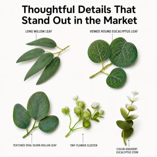 2 Pack 6 FEET Artificial Eucalyptus Garland Faux Silk Leaf Silver Dollar Eucalyptus Leaves Vines Handmade Garland Greenery Wedding Backdrop Indoor Outdoor Decoration - Image 2