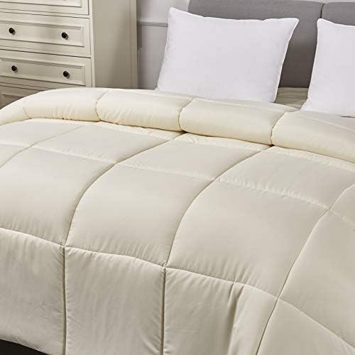 Blue Ridge Home Fashions Microfiber Light Weight Solid Down Alternative All Season Comforter-Hypoallergenic Polyester Fill, Full-Queen, Ivory - Image 2