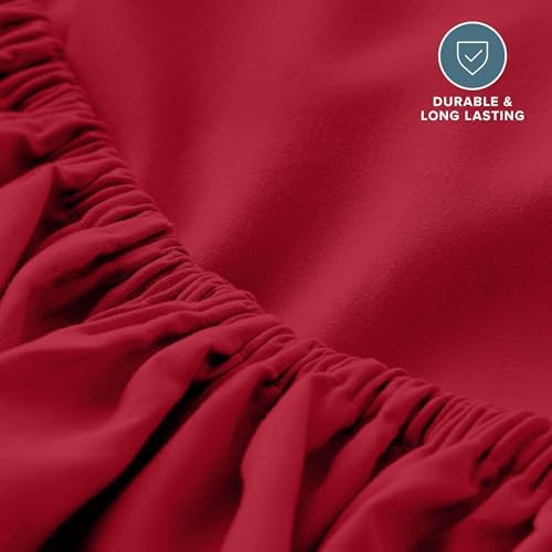 Bare Home Twin Fitted Sheet - 1800 Ultra-Soft (Twin, Red) - Image 5