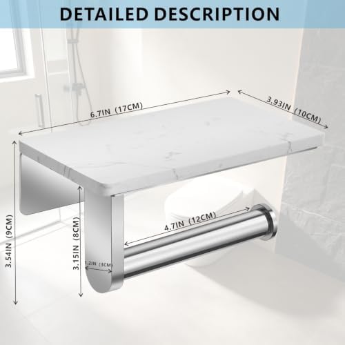 Wall-Mounted Toilet Paper Holder with Marble Shelf - Image 2