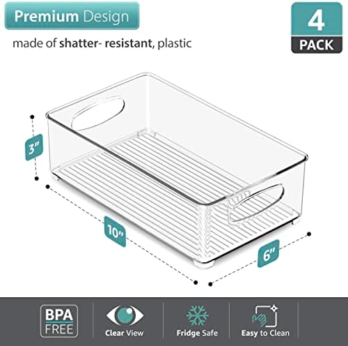 Sorbus Fridge Organizers and Storage, Clear Stackable Bins (Medium, 4 Pack) - Image 4