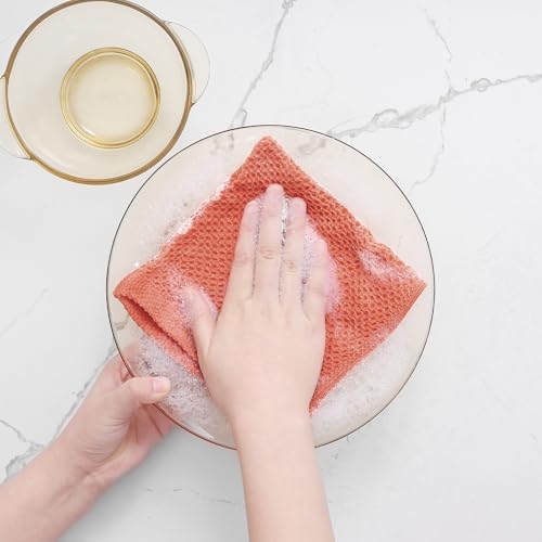 Homaxy 100% Cotton Waffle Weave Kitchen Dish Cloths 12-Pack, Coral - Image 4